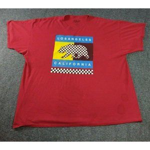 LA Los Angeles California Shirt Mens 3XL Red Checkerboard Flag Crew Neck Cali